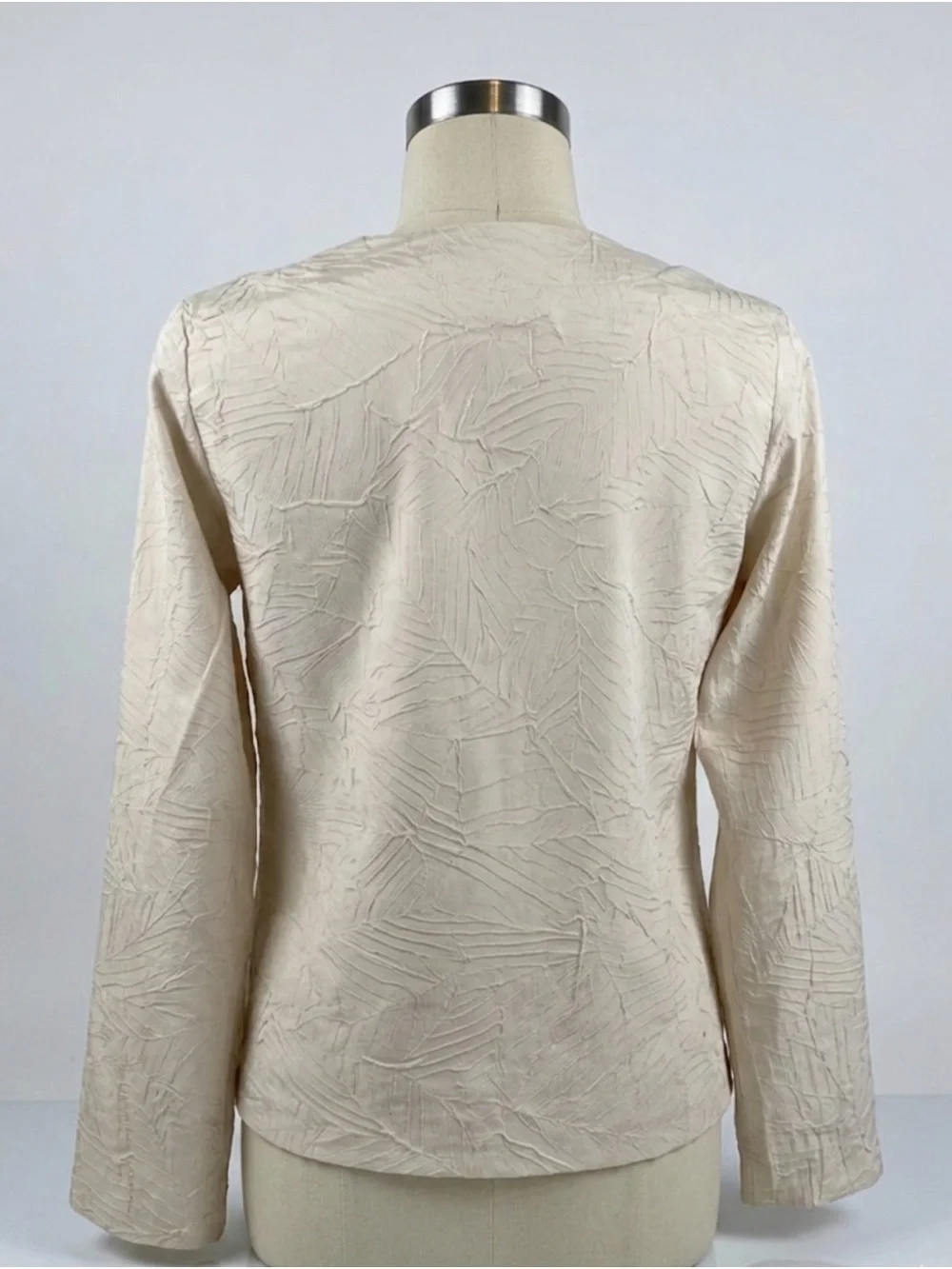 Eileen Fisher Silk Minimalist Blouse | Textured Neutral Petite Small | MSRP $250